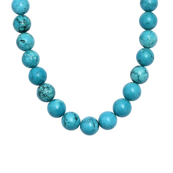 Blue Howlite Beaded Necklace ✦ 428ctw 18" ✦ Platinum Bonded Statement NWT - Picture 4 of 8